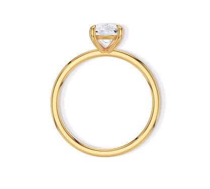 Minimalist cushion moissanite ring in yellow gold