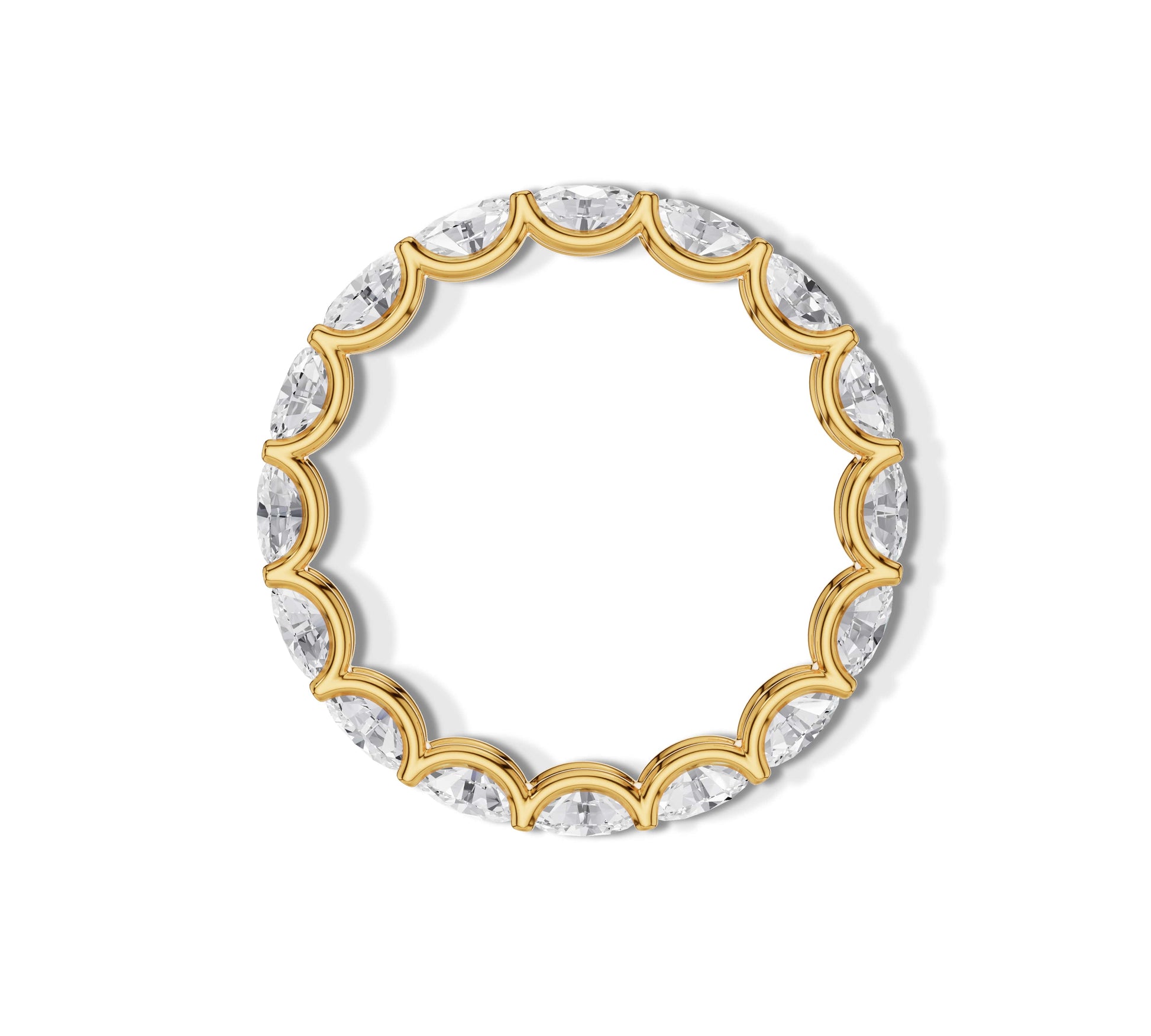Sparkling gold band with oval moissanite stones