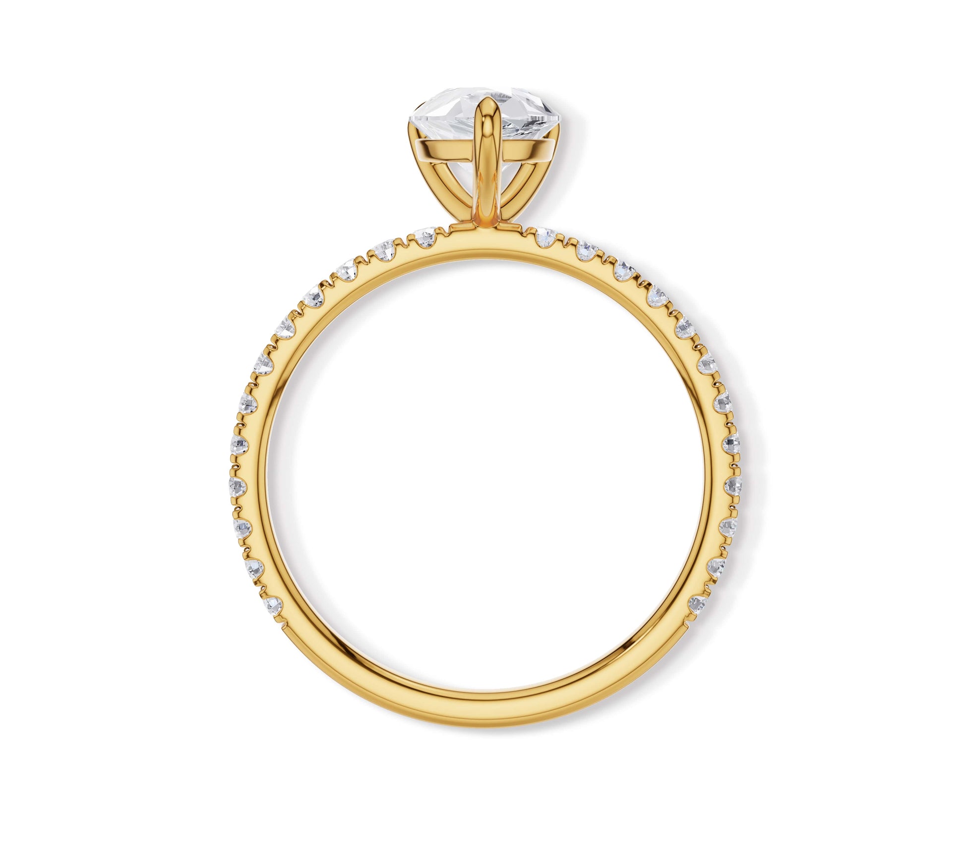 Sparkling yellow gold ring with pear diamond