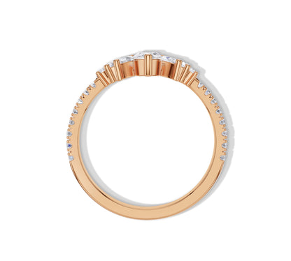 Statement marquise diamond ring with golden accents