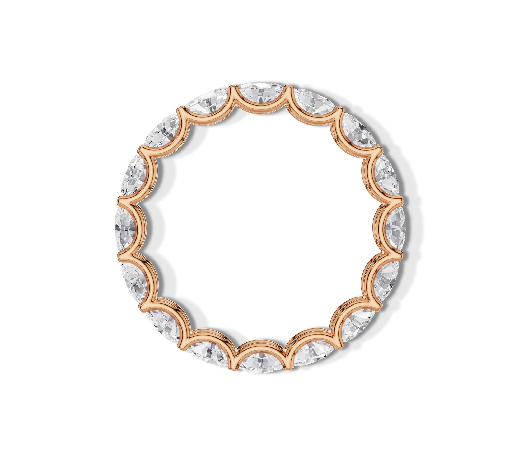Elegant rose gold lab diamond ring with oval cuts