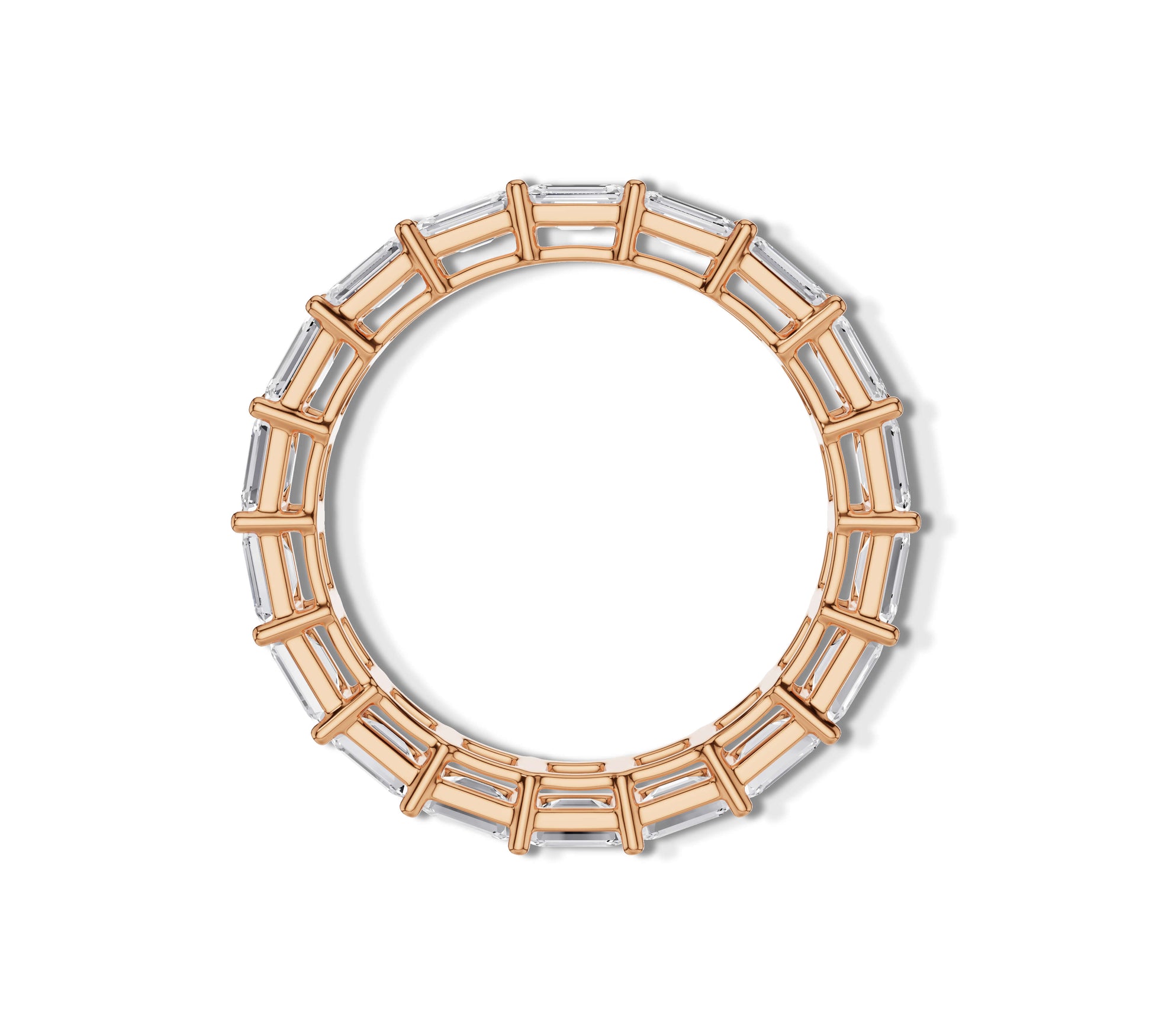 Emerald cut gold eternity ring for women