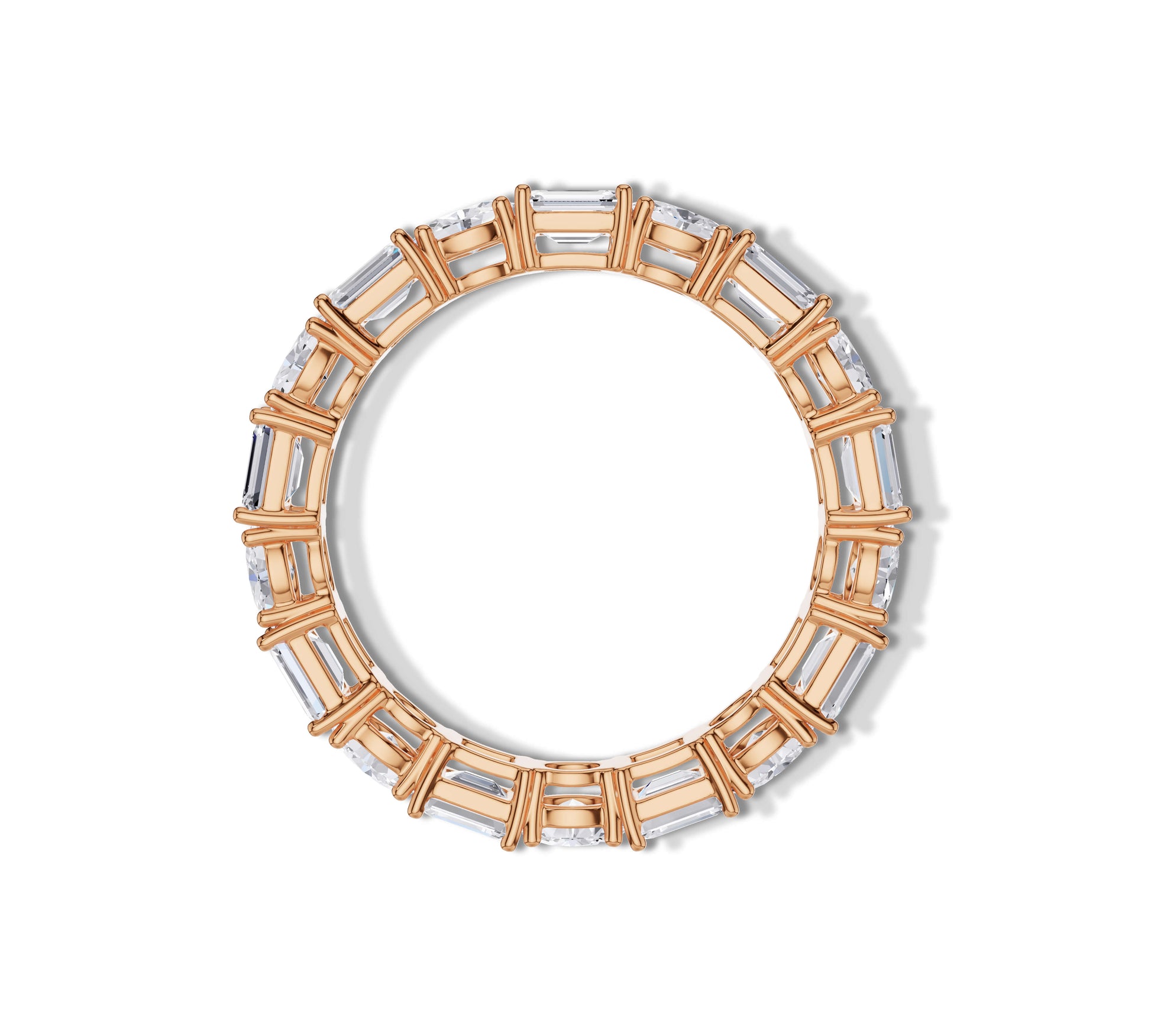 Luxury jewelry eternity band with blend of cuts