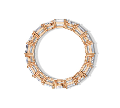 Luxury jewelry eternity band with blend of cuts