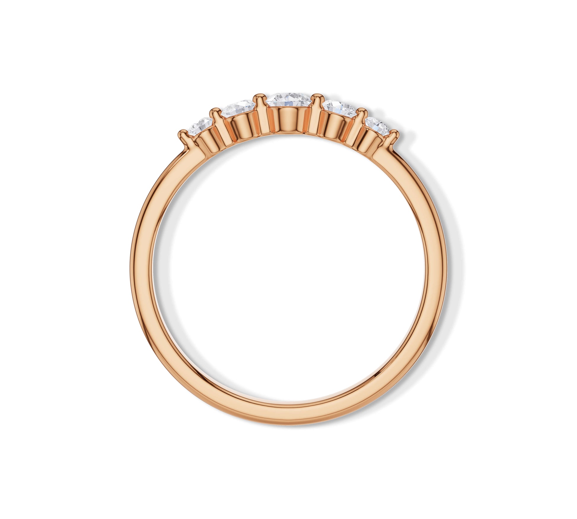 Lab grown rose gold diamond ring with graduated round stones