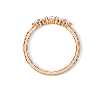 Lab grown rose gold diamond ring with graduated round stones