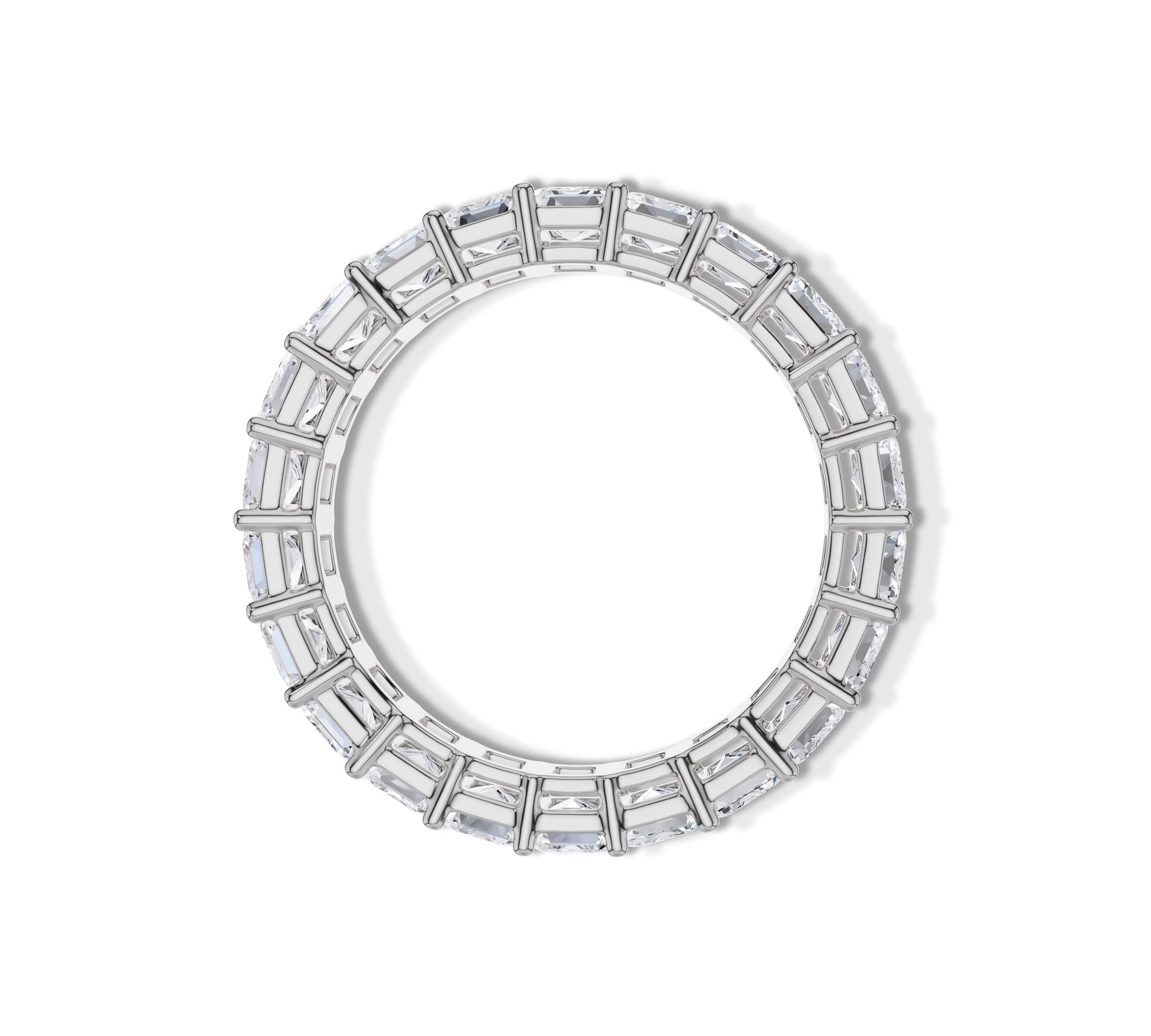 Full diamond ring with modern cuts in white gold