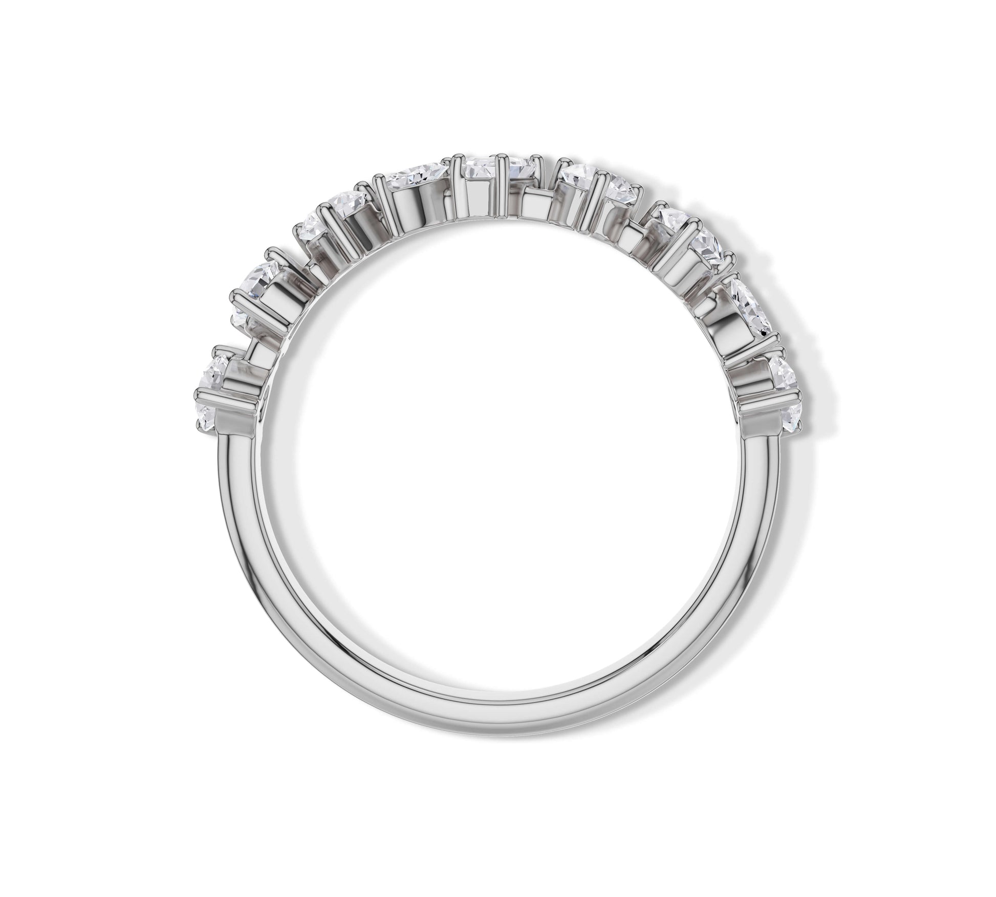 Contemporary white gold ring featuring lab diamonds in various shapes