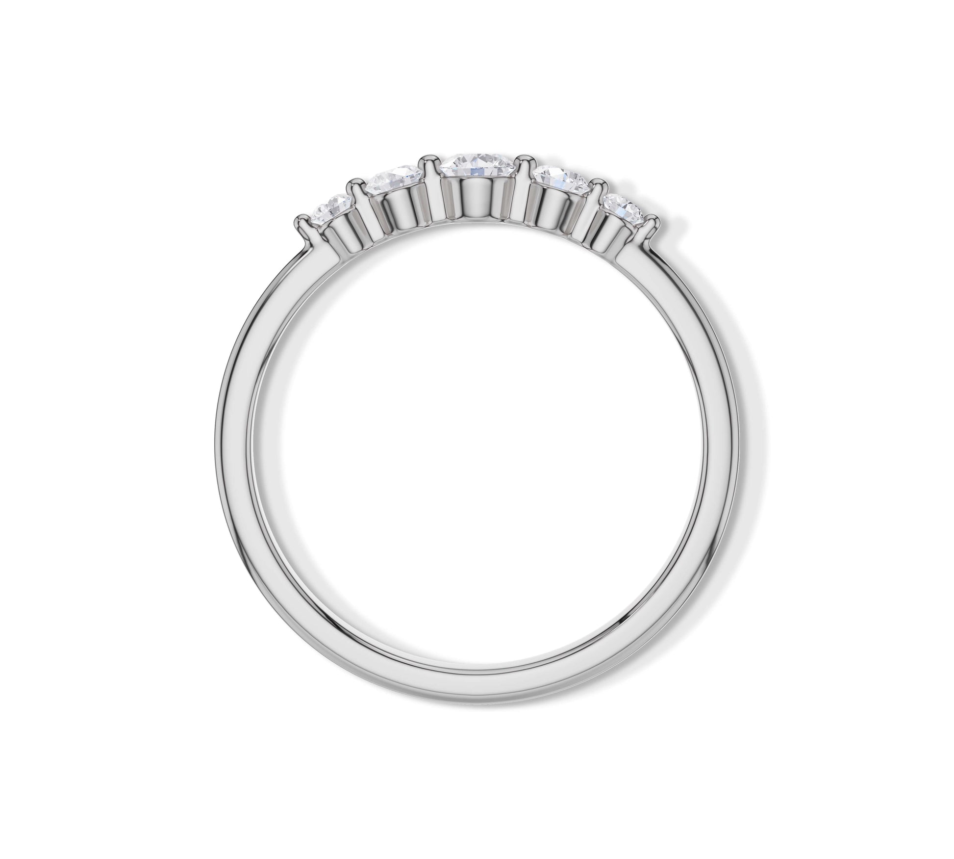Modern five stone white gold band for stackable bridal wear