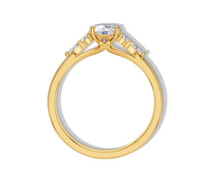 Elegant floral accent diamond ring in gold
