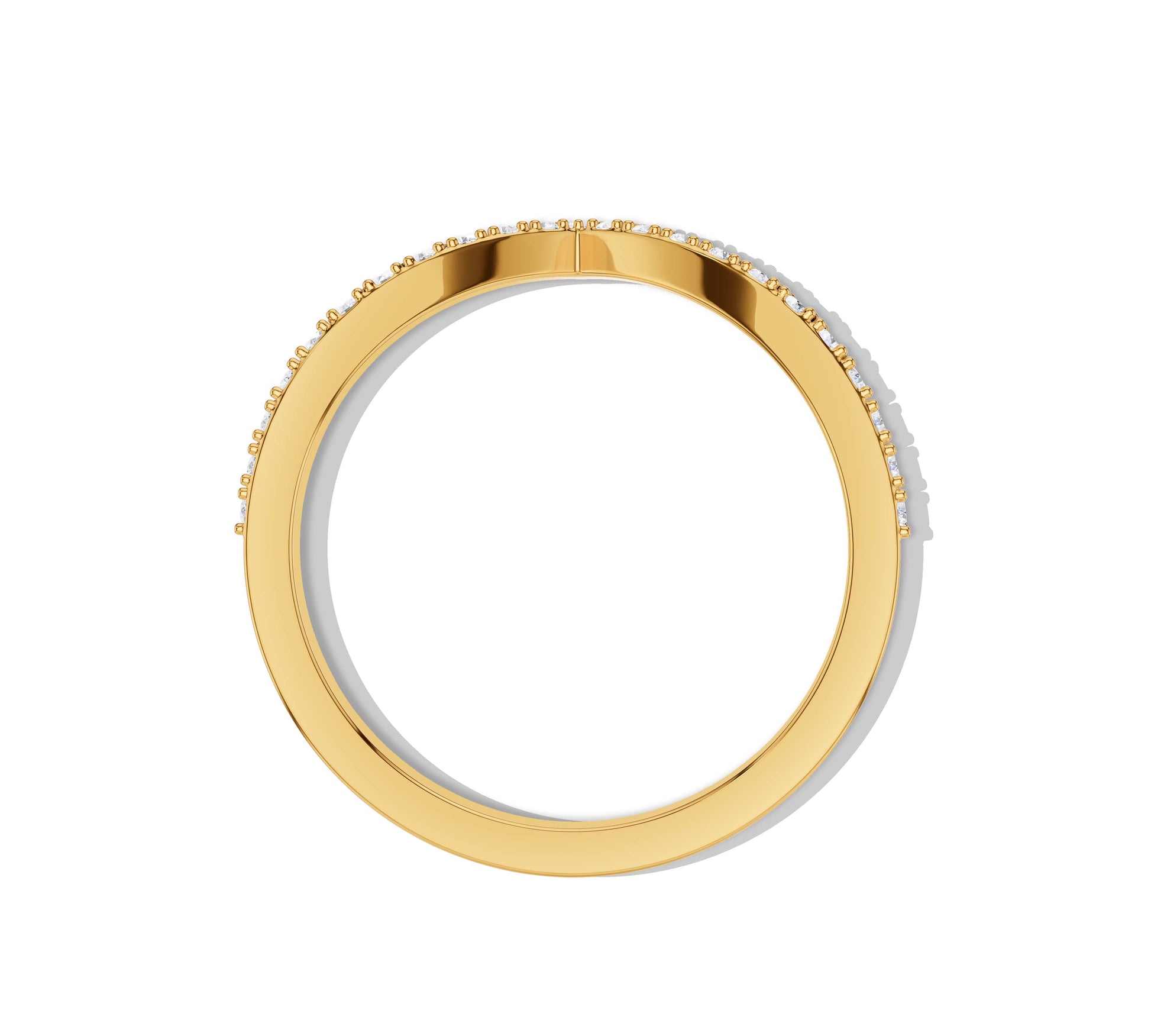 Delicate moissanite V wedding band