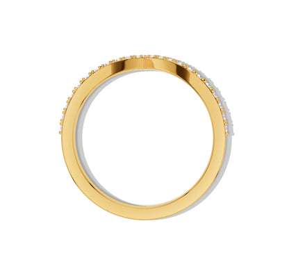 Delicate moissanite V wedding band