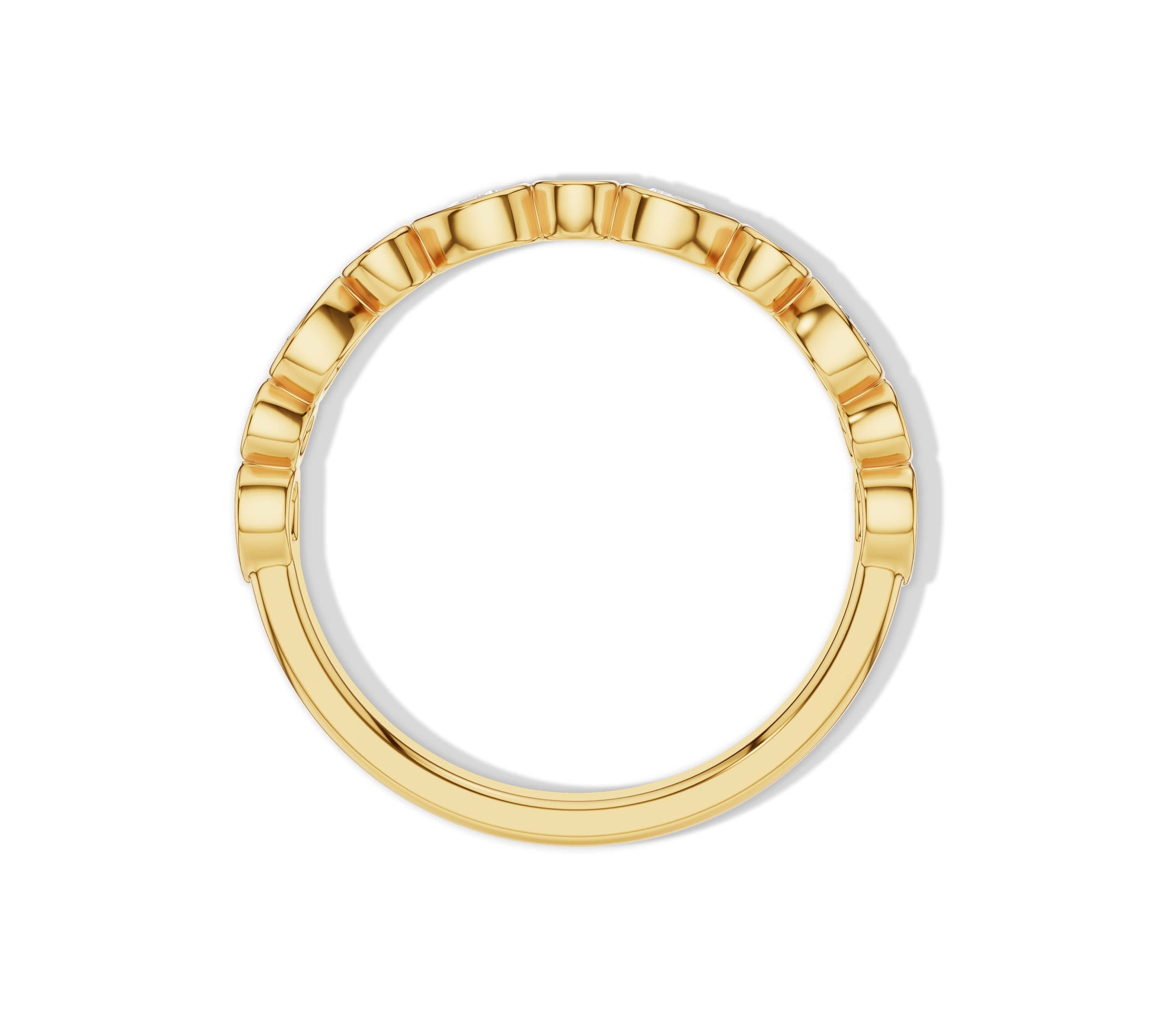 Elegant full eternity ring with pear and round diamonds in yellow gold