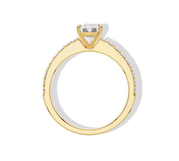 Emerald Cut Pave Diamond Engagement Ring