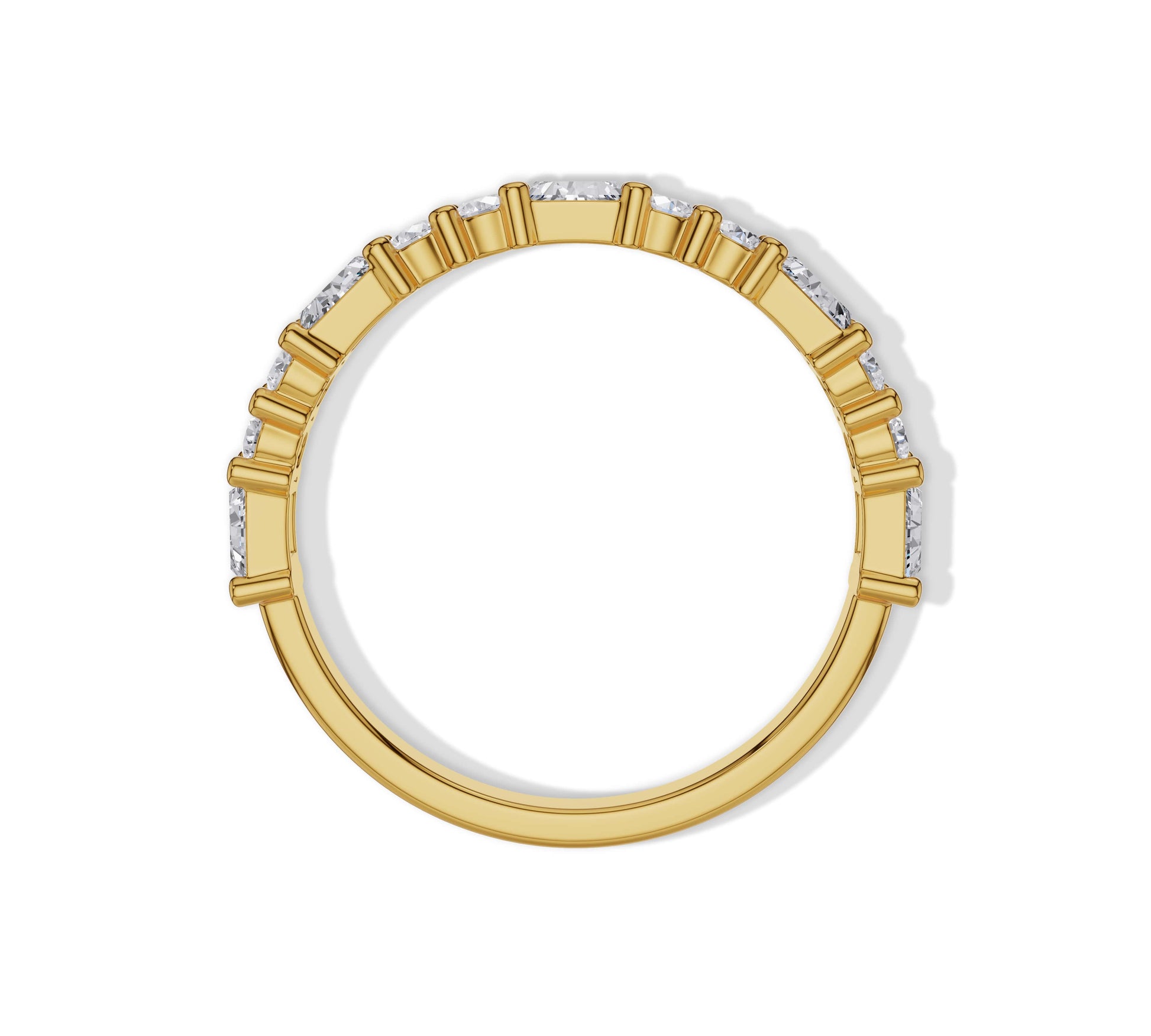 Round & Double Baguette Diamond Wedding Band