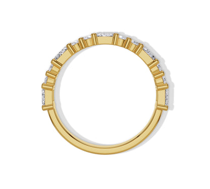 Round & Double Baguette Diamond Wedding Band