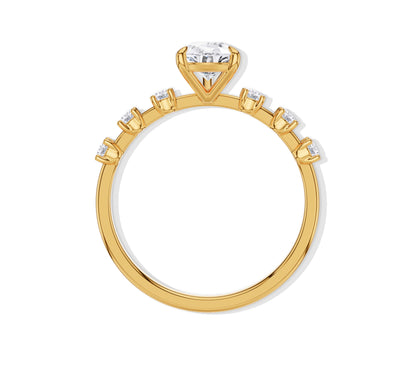 Yellow gold engagement ring with graduated side diamonds