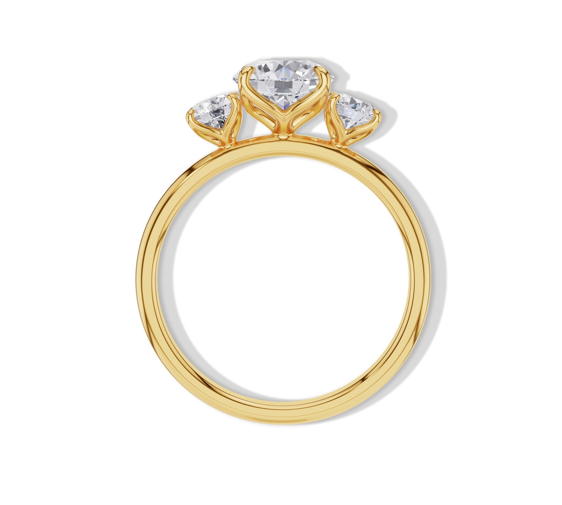 Yellow gold ring with three diamonds