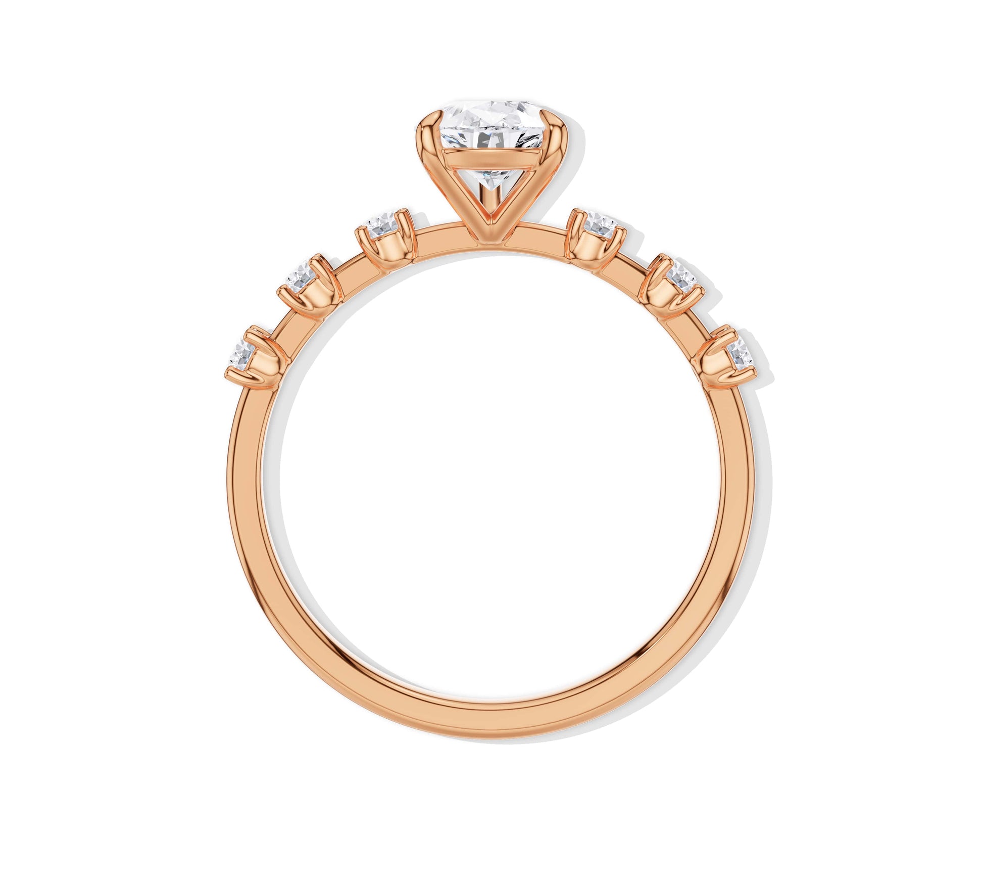 18K rose gold engagement ring with pear cut and accents