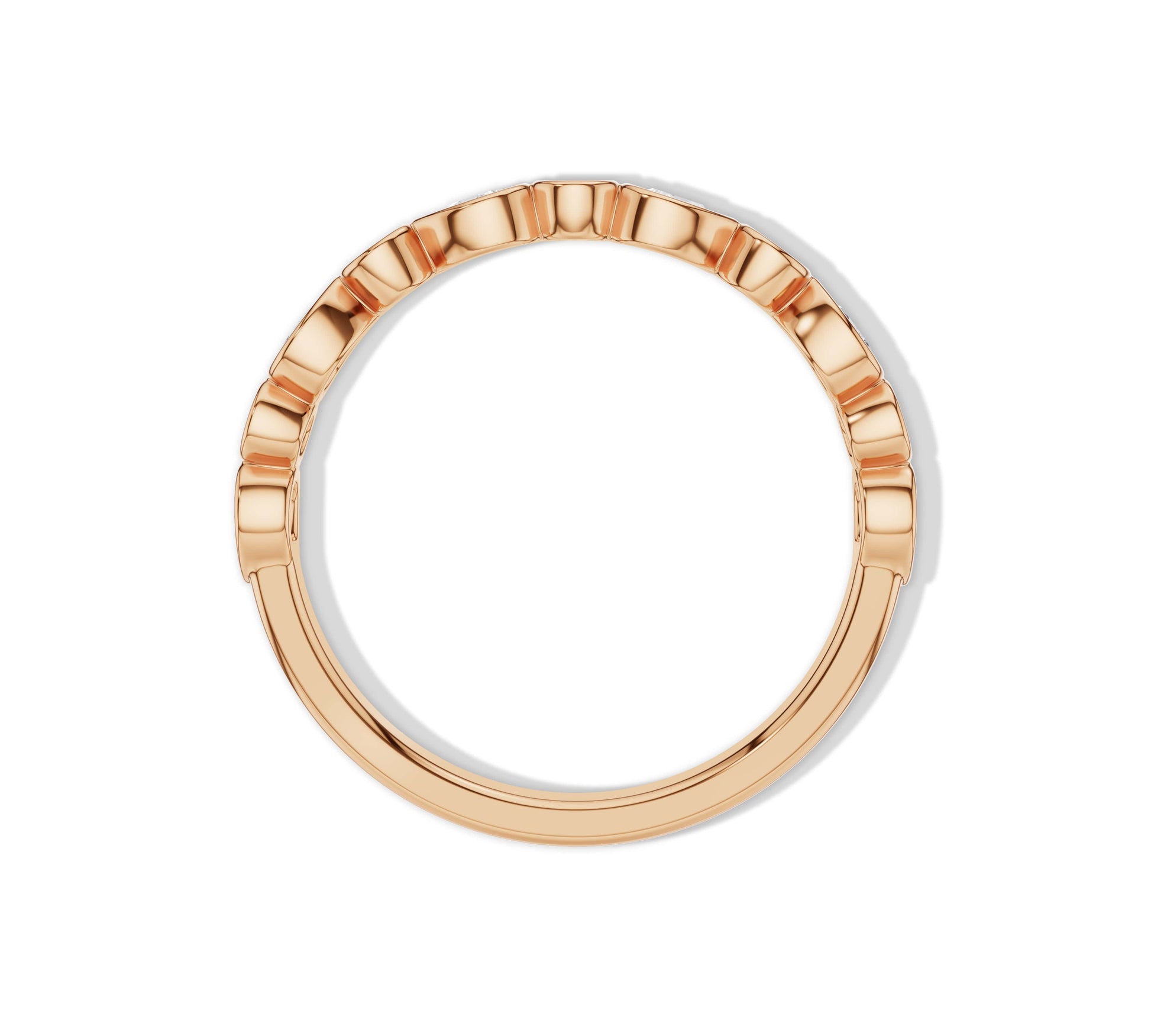 Rose gold eternity ring with mixed diamond shapes