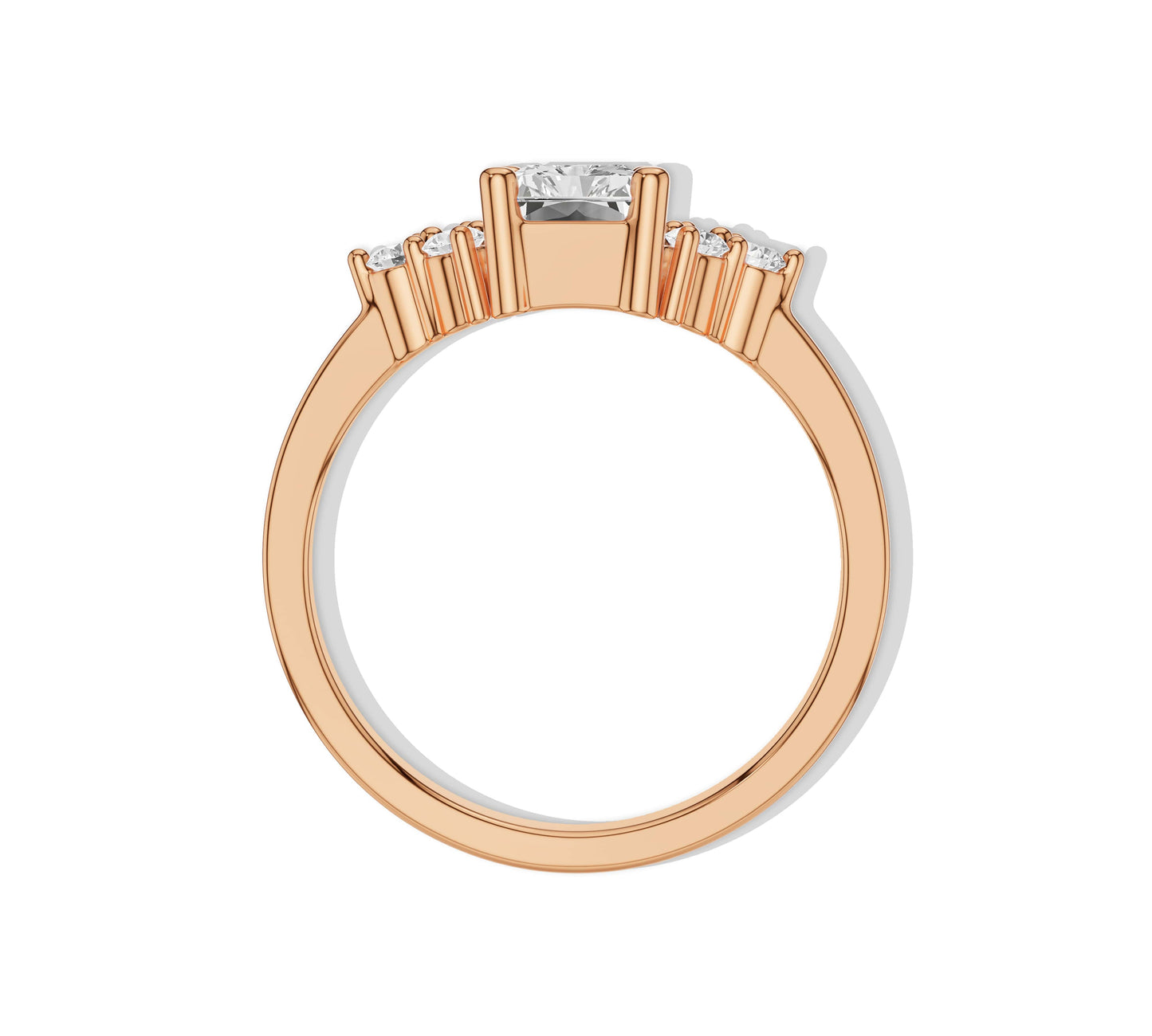 Romantic rose gold radiant cut ring