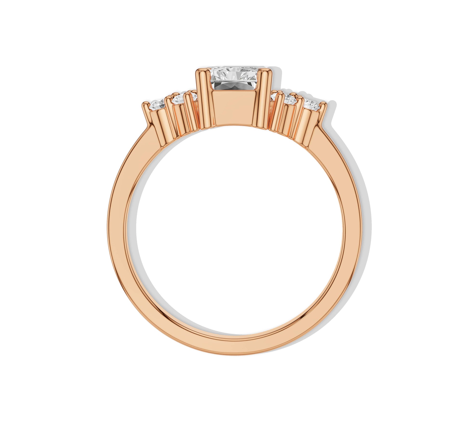Romantic rose gold radiant cut ring