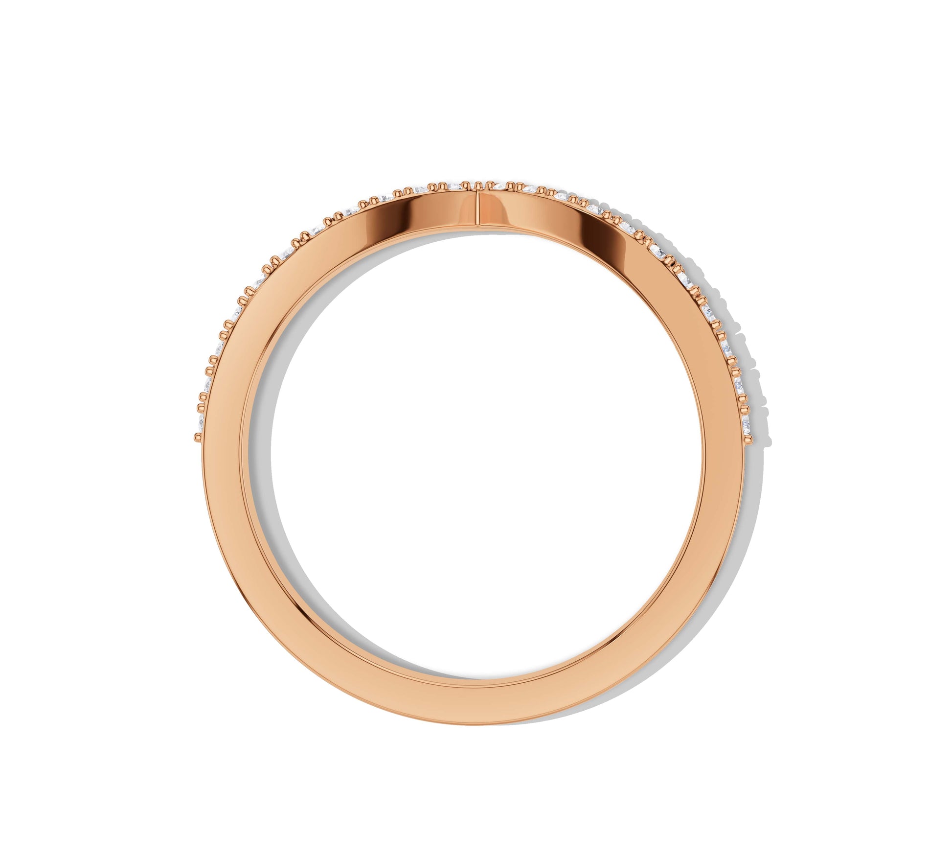 Sleek V shaped wedding band design