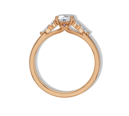 Unique floral lab diamond engagement ring in gold