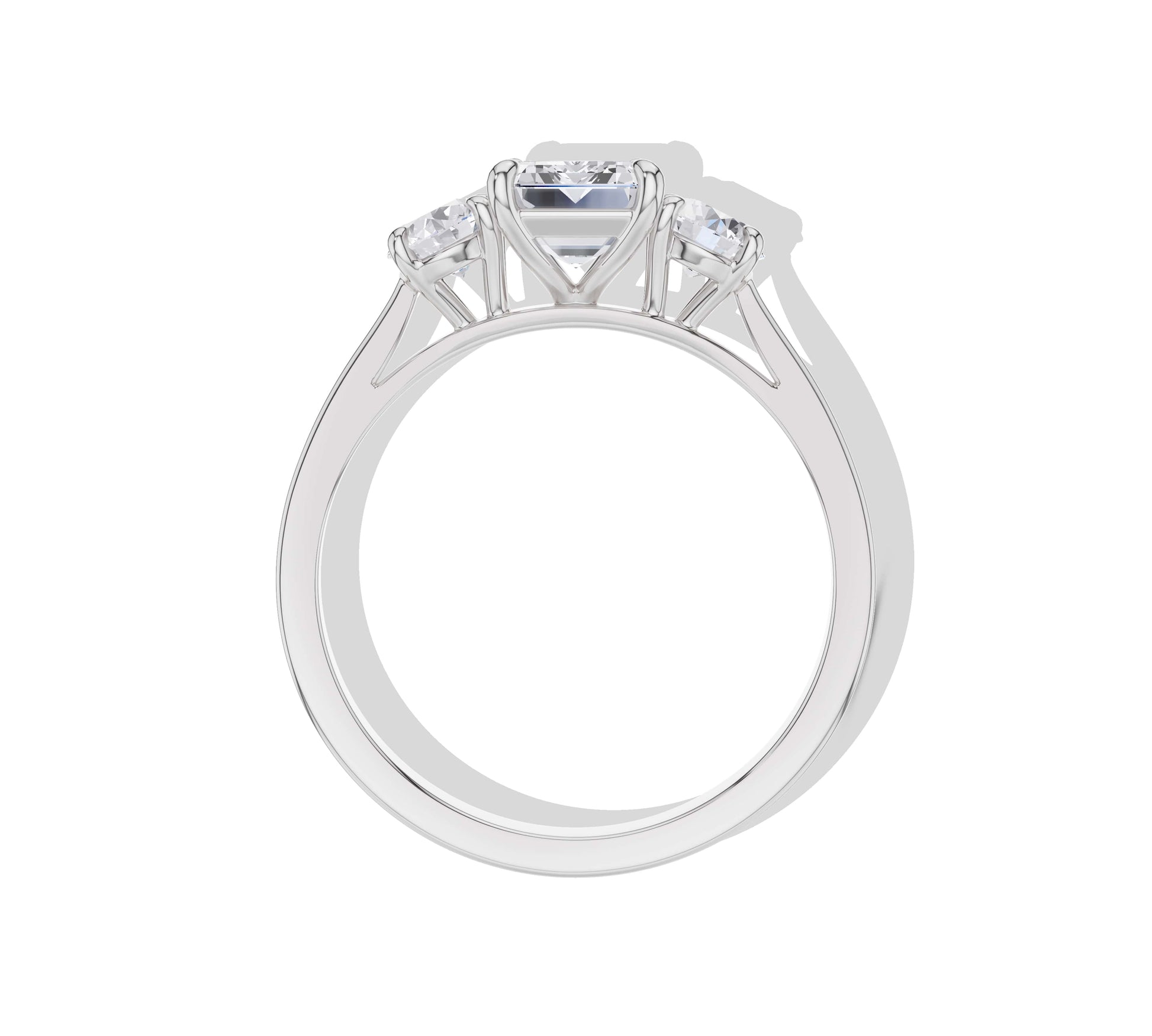 white gold three stone diamond ring