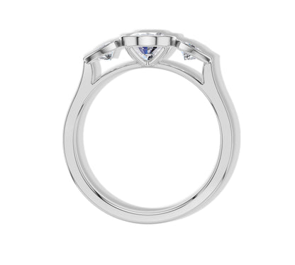 White gold oval diamond ring with custom sides