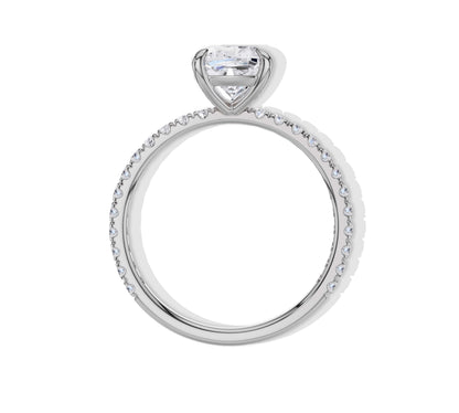 Modern white gold ring with cushion center