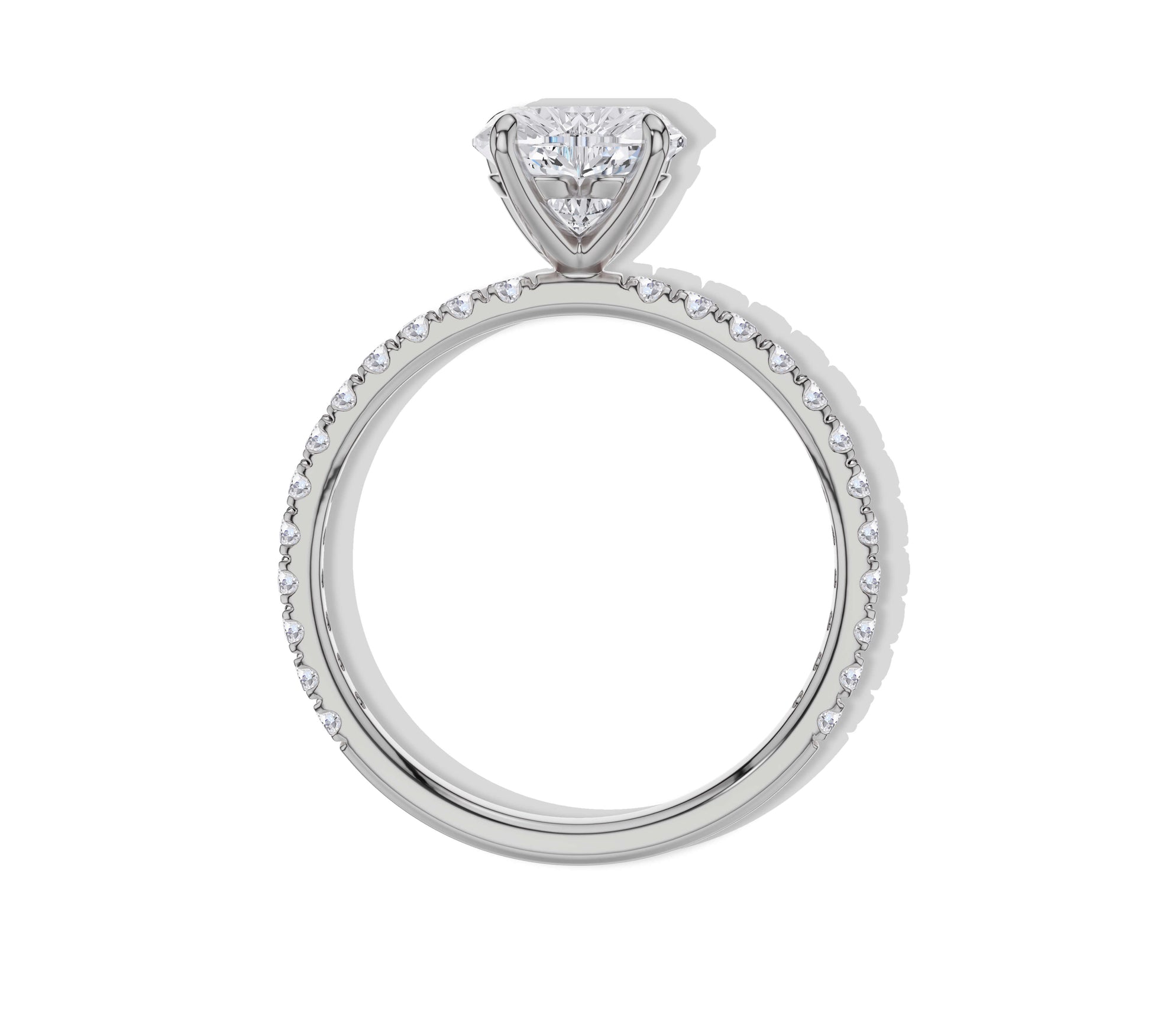 side stone Heart Shaped Engagement Ring