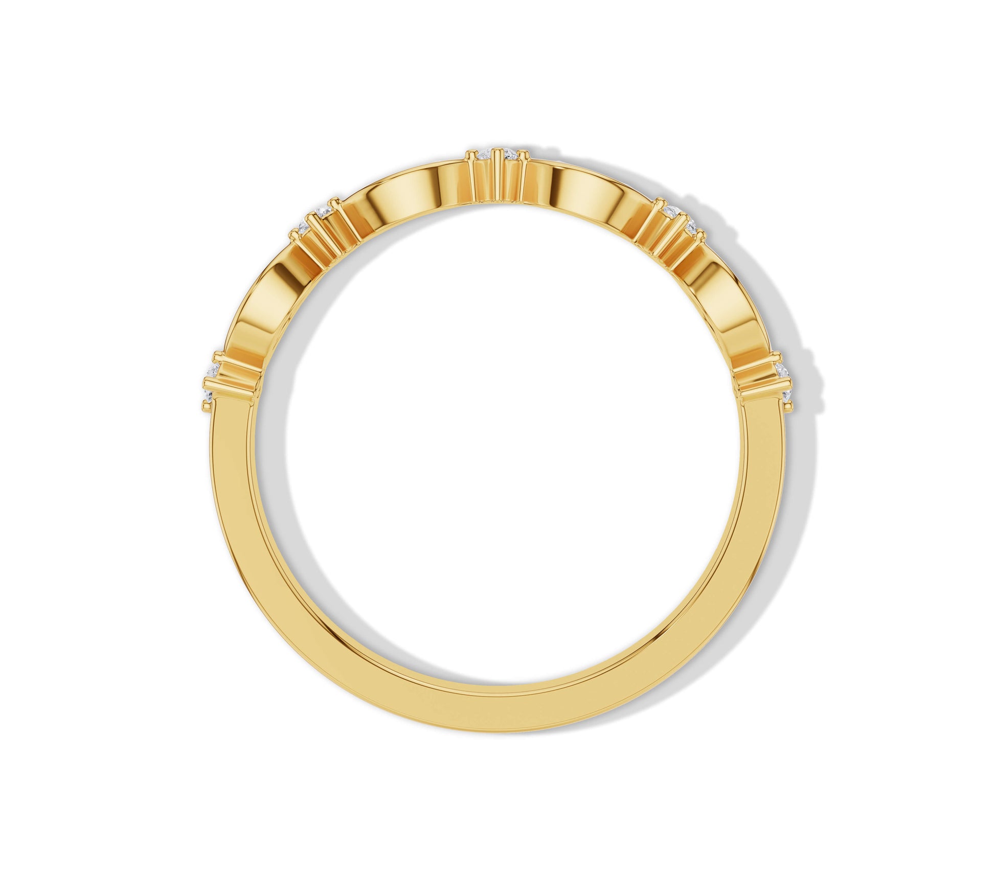 14K gold ring featuring alternating marquise and round cuts