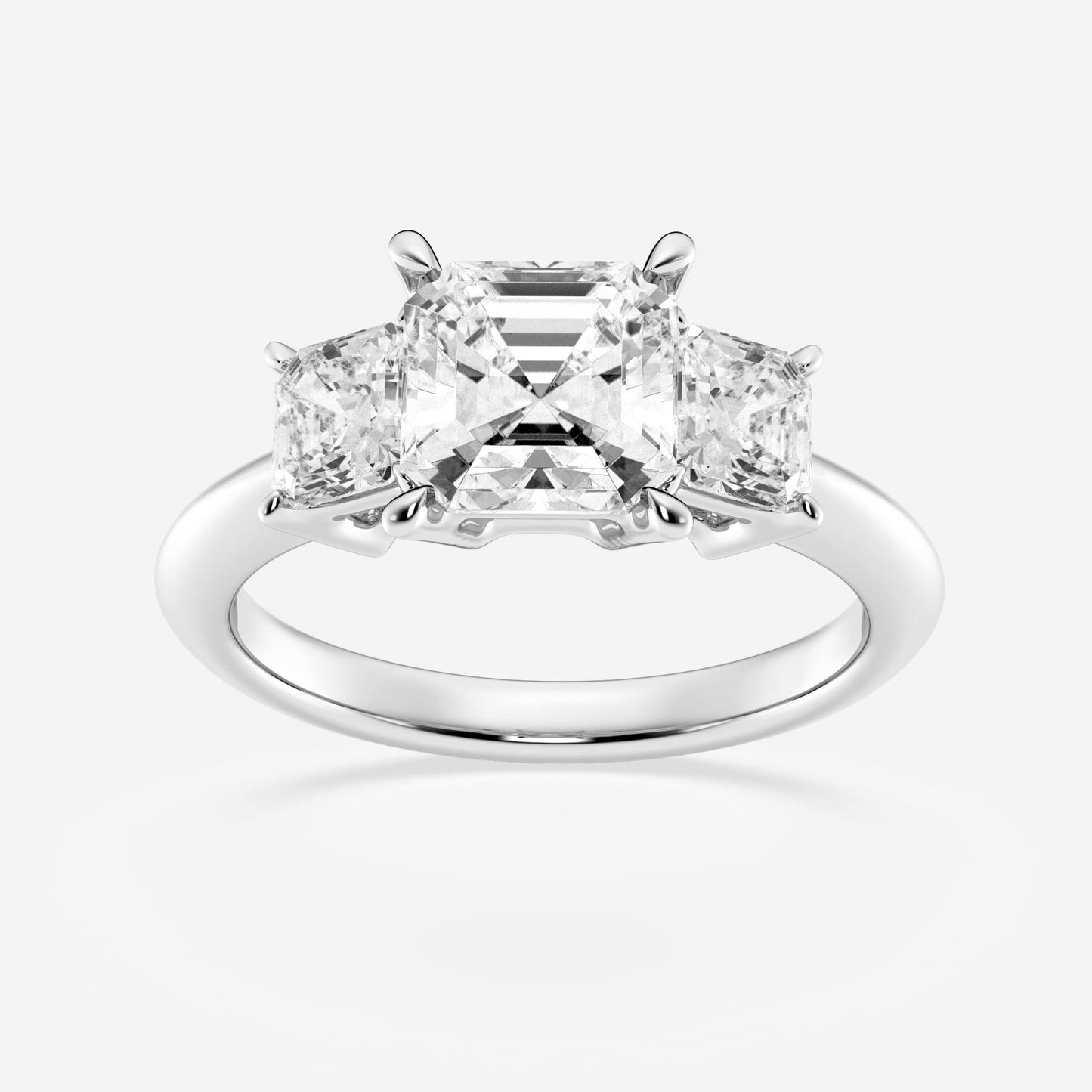 Asscher Lab Grown Diamond Three-Stone Ring