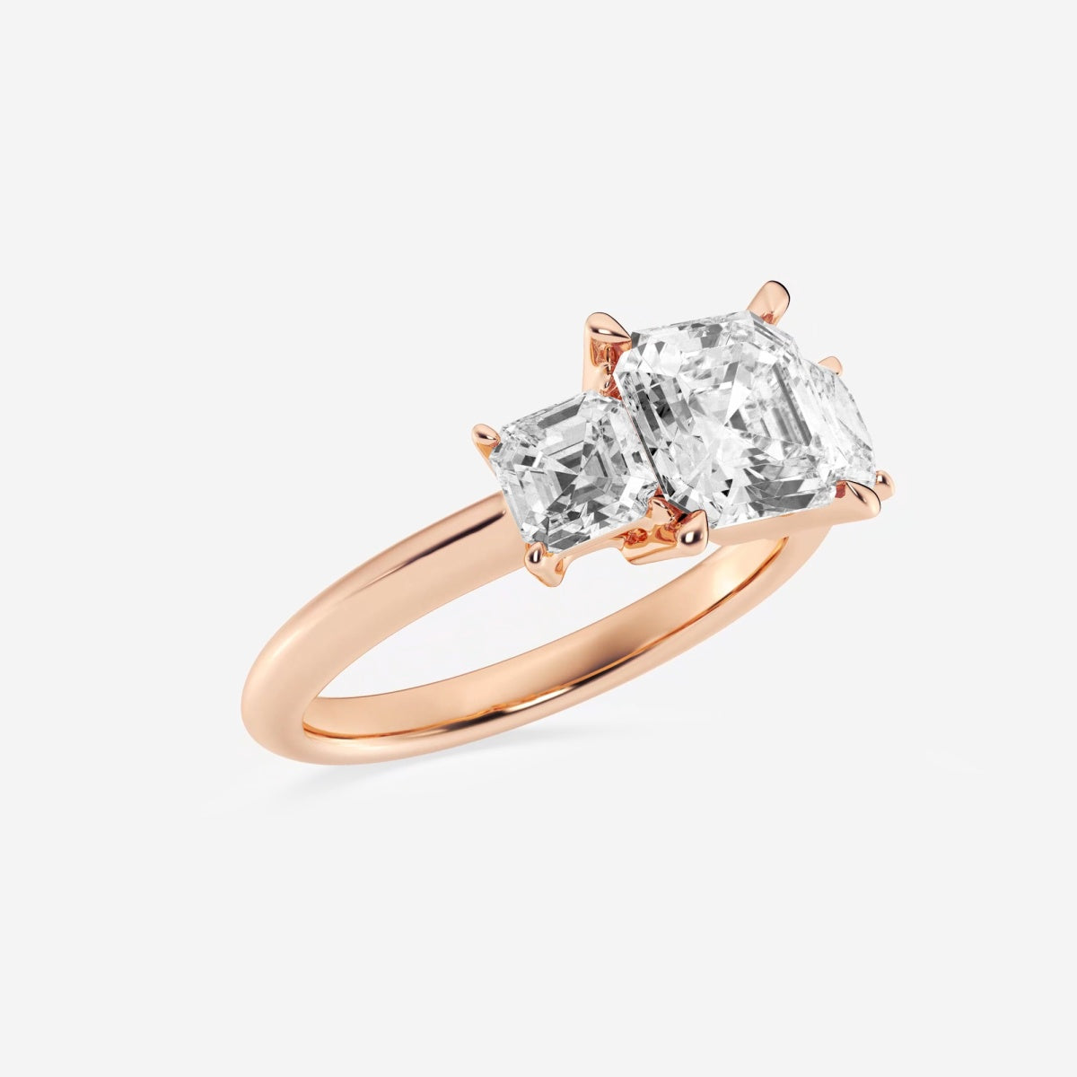 Asscher Lab Grown Diamond Three-Stone Ring