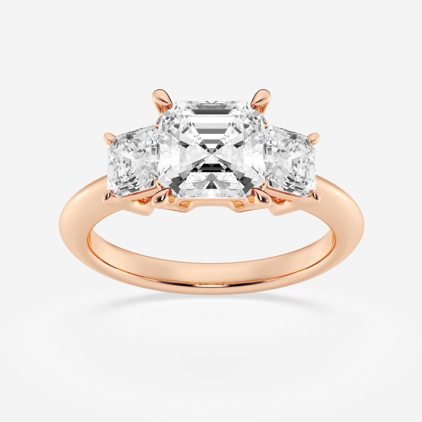 Asscher Lab Grown Diamond Three-Stone Ring