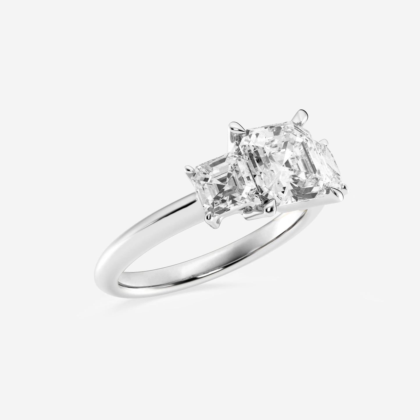 Asscher Lab Grown Diamond Three-Stone Ring