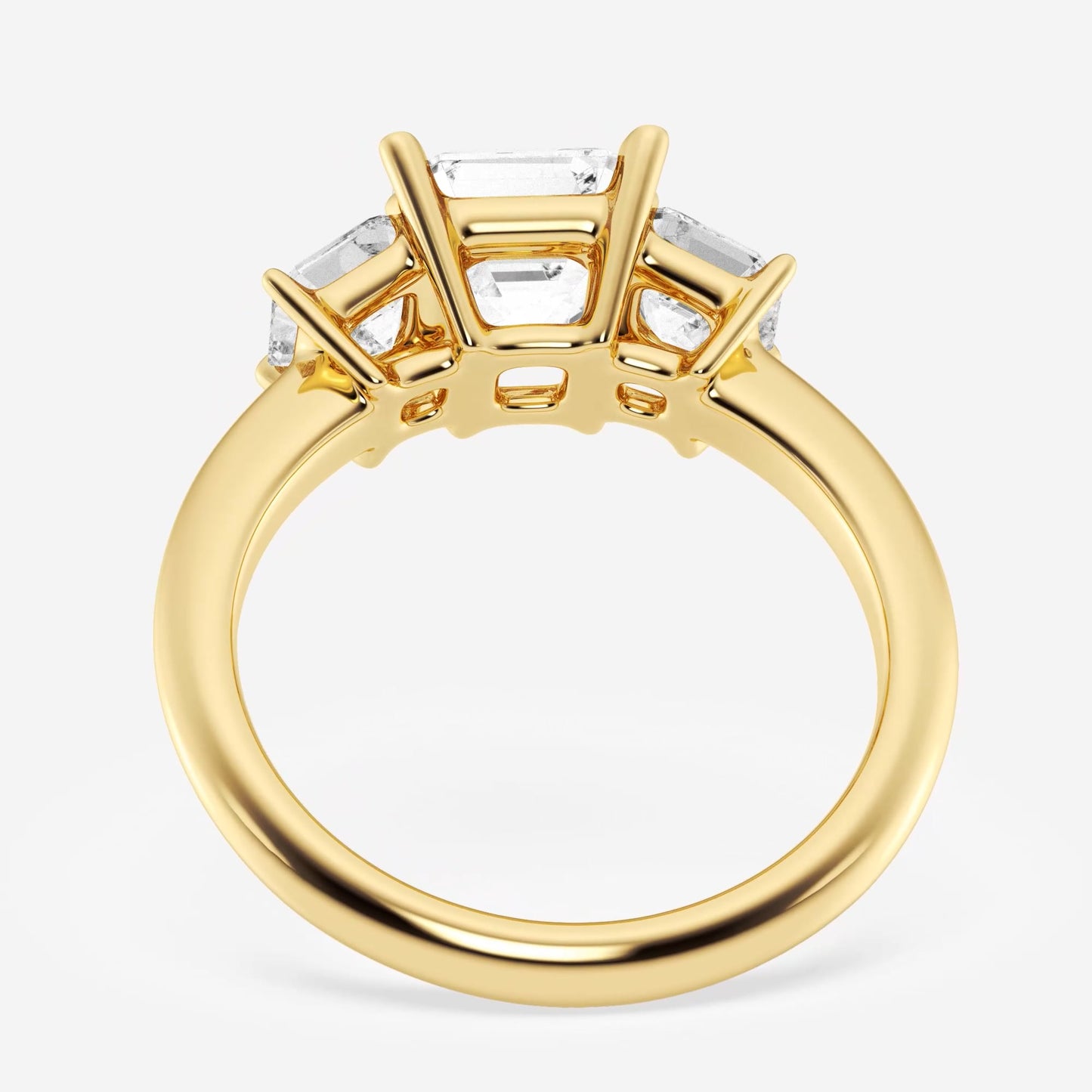 Asscher Lab Grown Diamond Three-Stone Ring