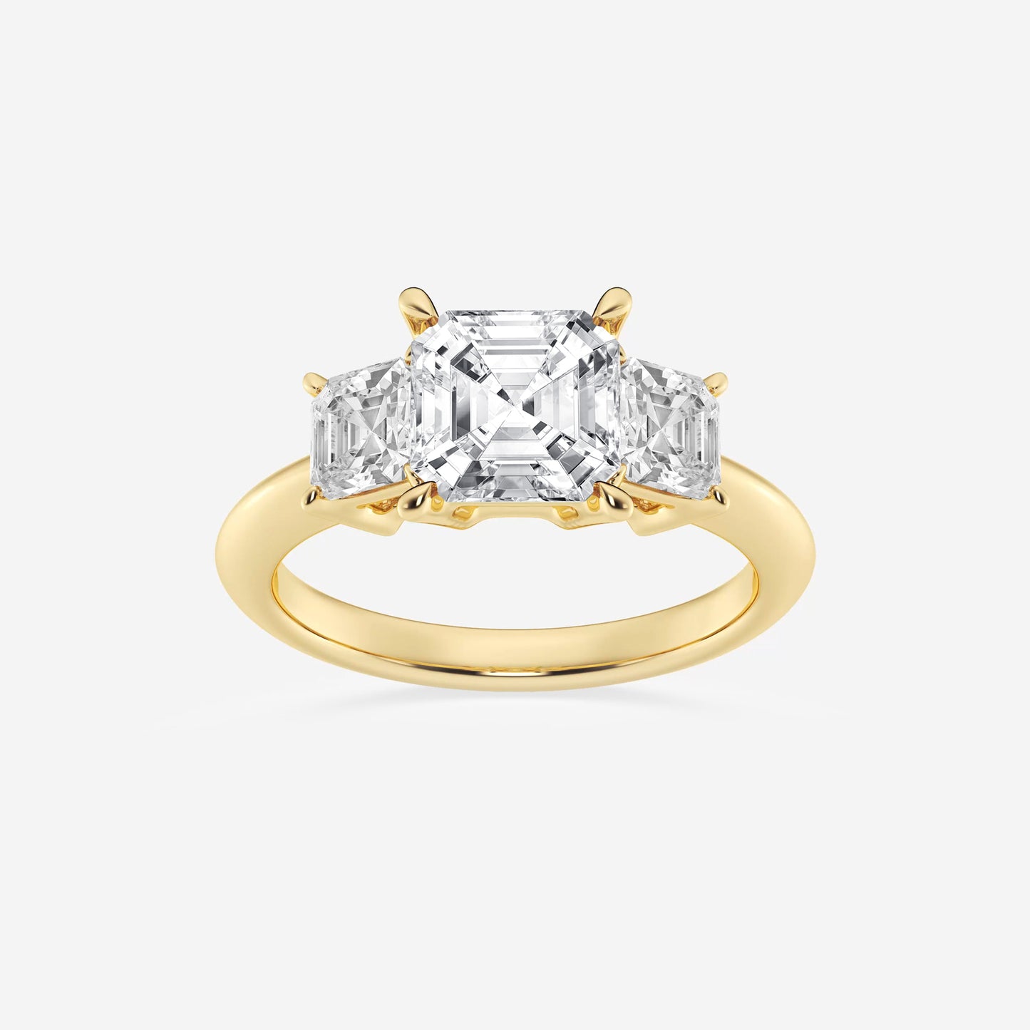 Asscher Lab Grown Diamond Three-Stone Ring