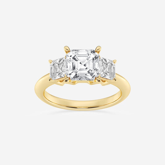 Asscher Lab Grown Diamond Three-Stone Ring