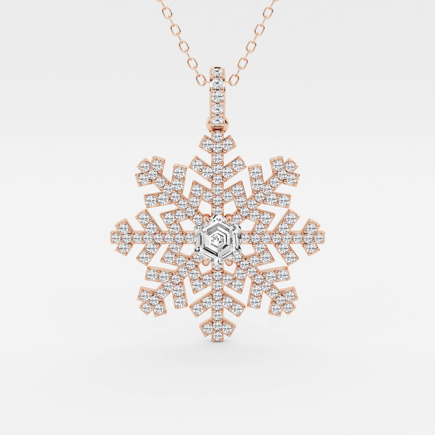 Hexagon Diamond Snow Flake Fashion Pendant