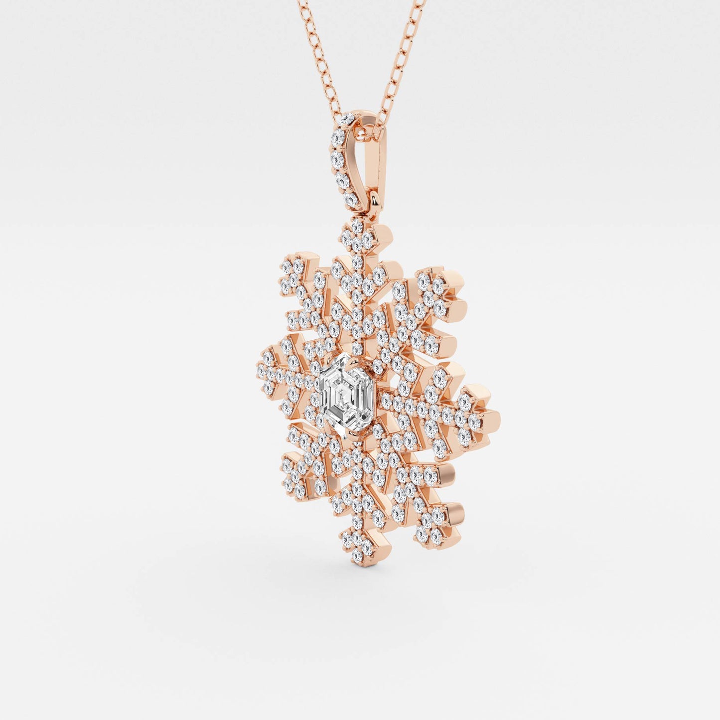 Hexagon Diamond Snow Flake Fashion Pendant