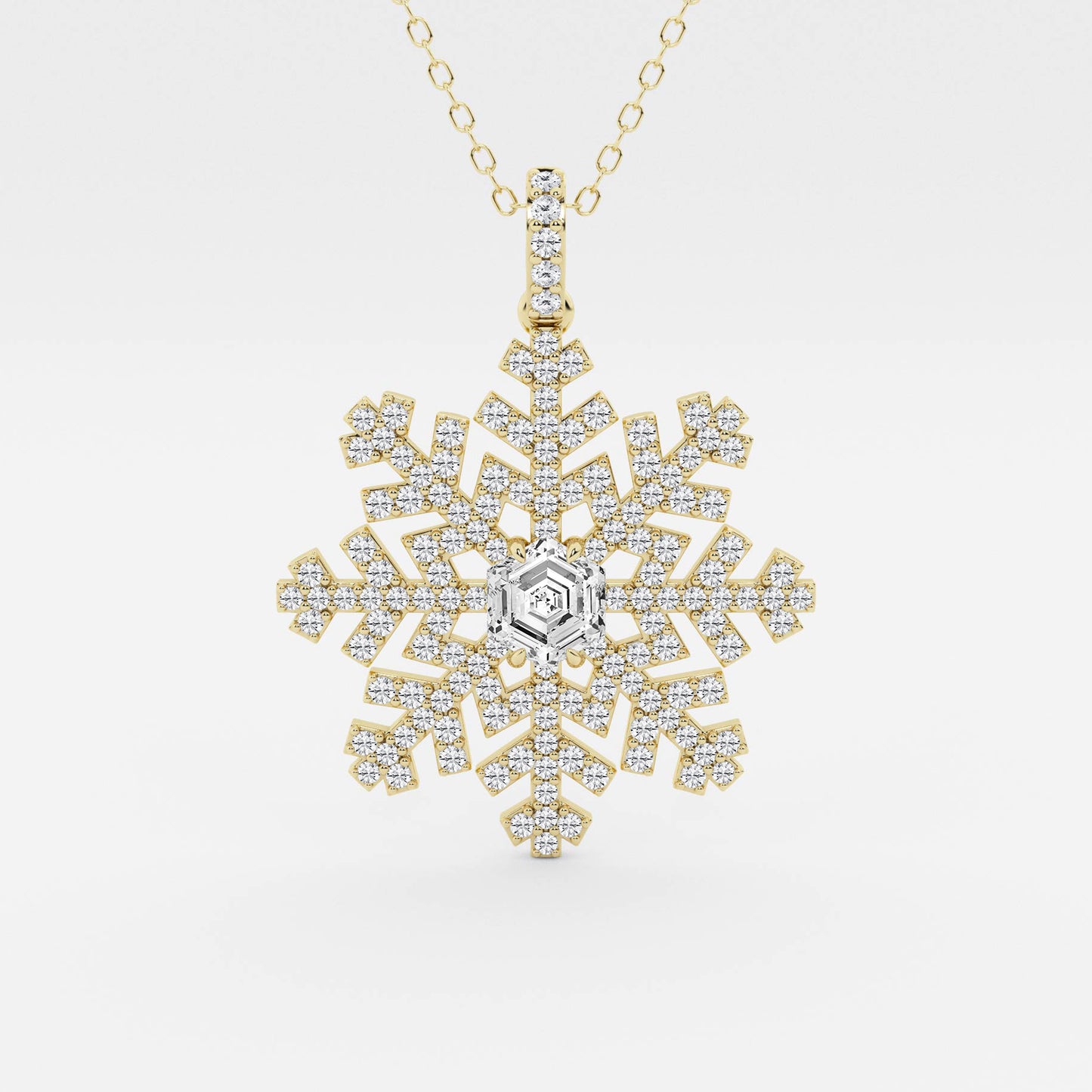 Hexagon Diamond Snow Flake Fashion Pendant