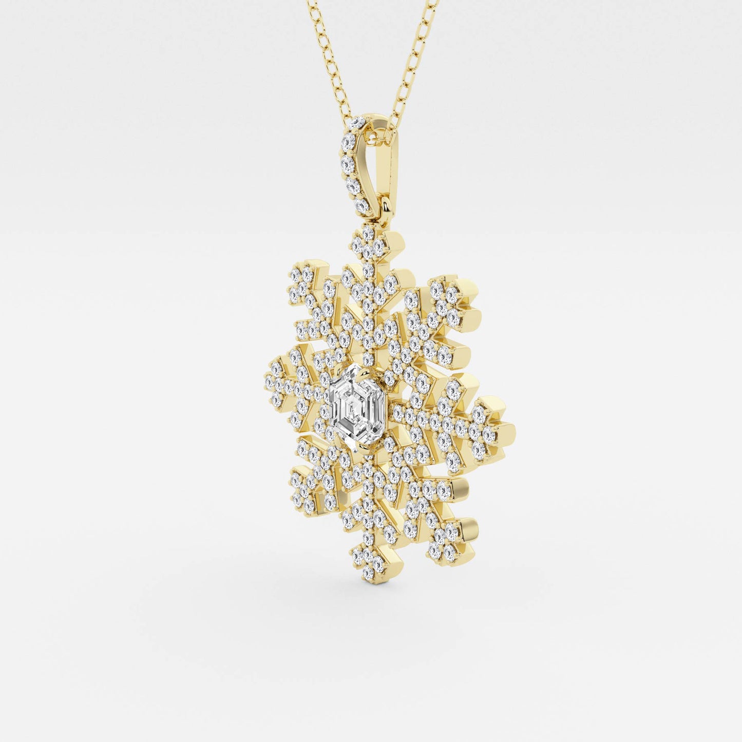 Hexagon Diamond Snow Flake Fashion Pendant