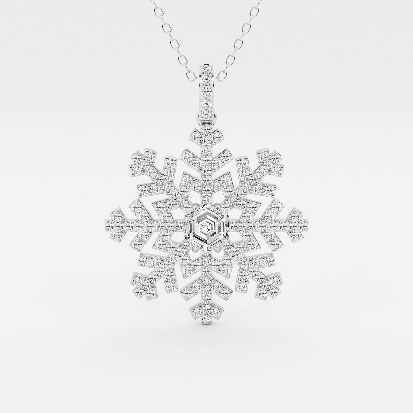 Hexagon Diamond Snow Flake Fashion Pendant