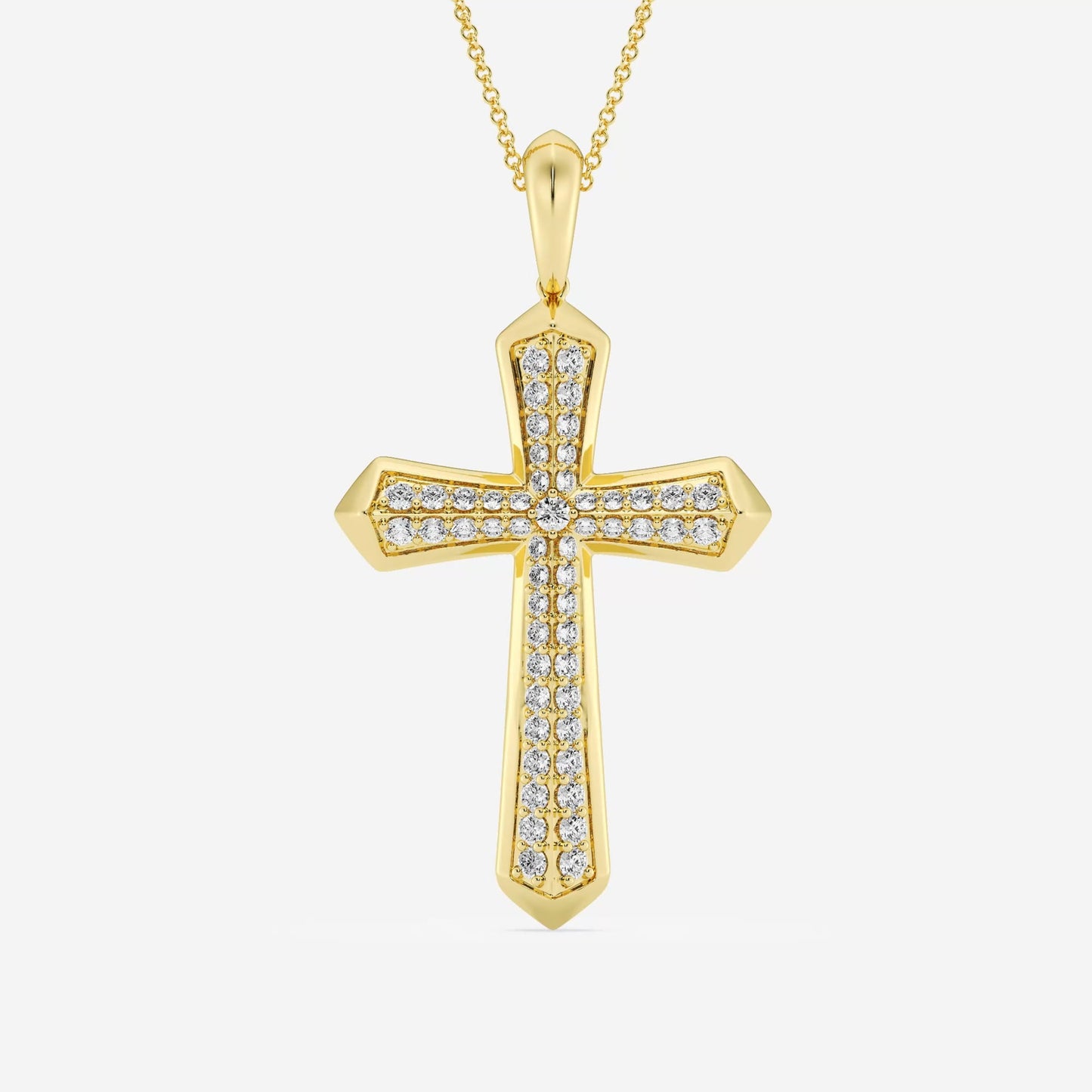 Round Diamond Double Row Cross Fashion Pendant