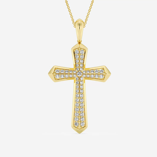 Round Diamond Double Row Cross Fashion Pendant