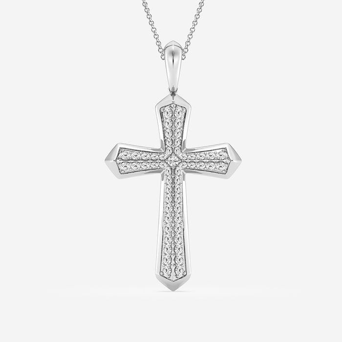 Round Diamond Double Row Cross Fashion Pendant