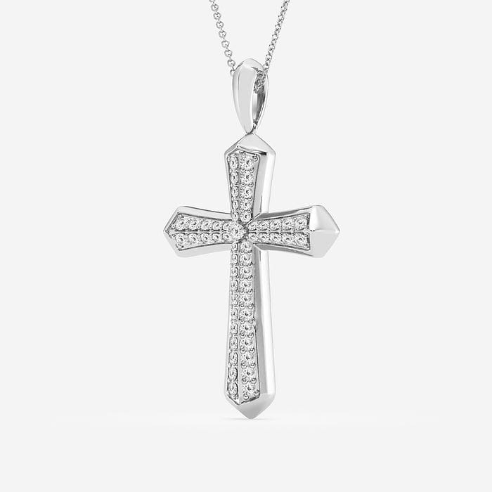 Round Diamond Double Row Cross Fashion Pendant