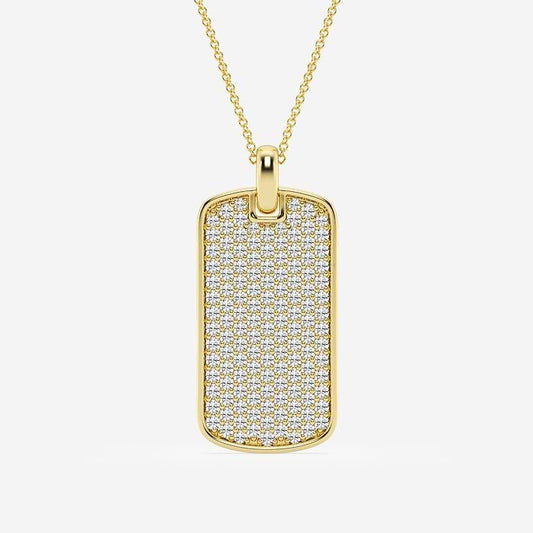 Round Diamond Dog Tag Fashion Pendant